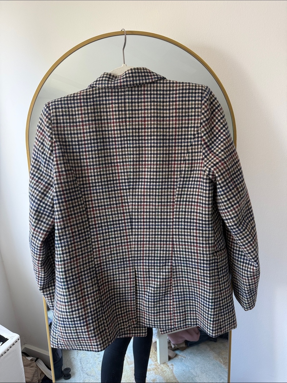 Rails Double-Breasted Houndstooth Blazer in Navy, Brown & Cream - Picture 3 of 4